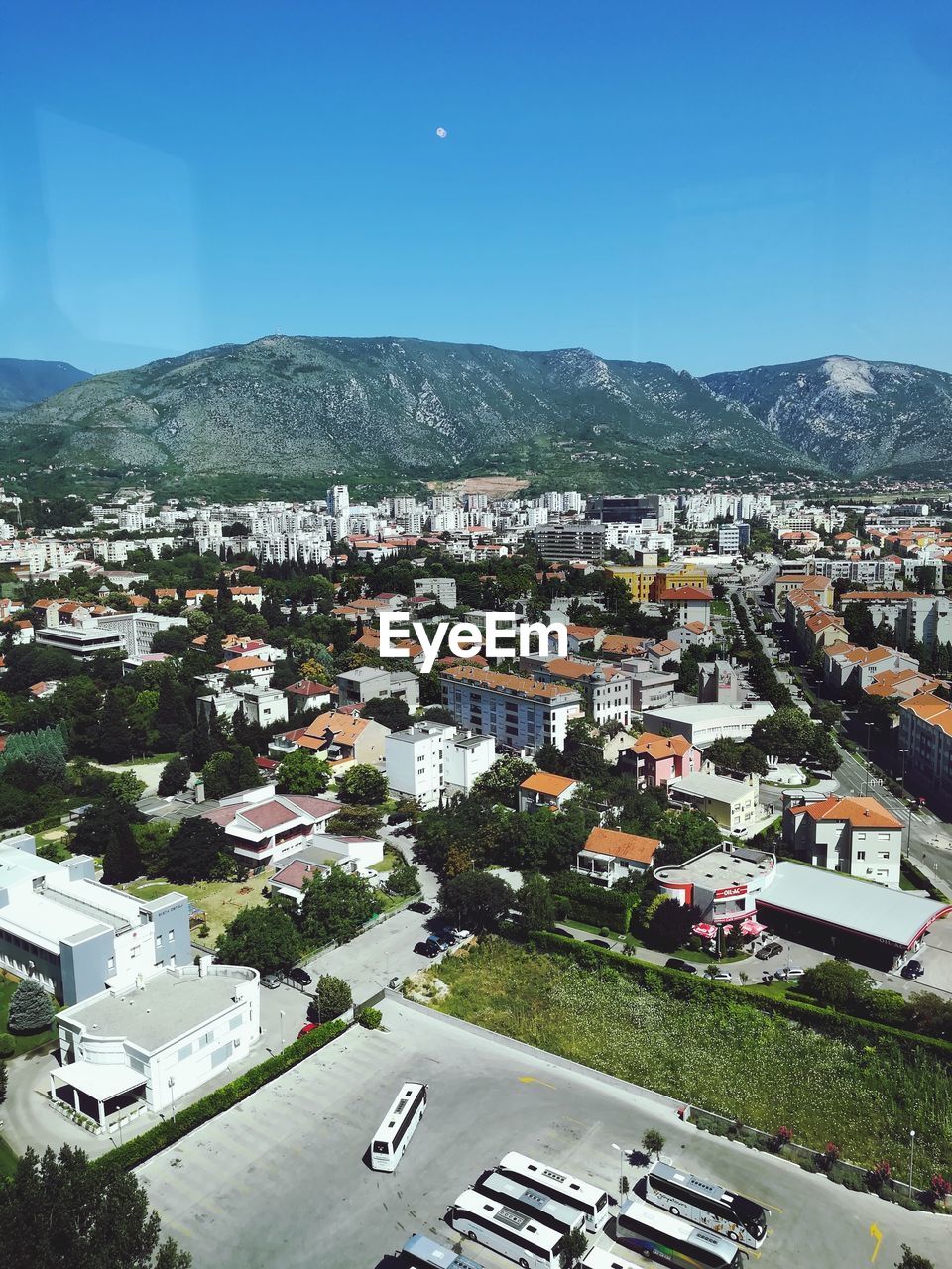 High angle view of townscape against sky