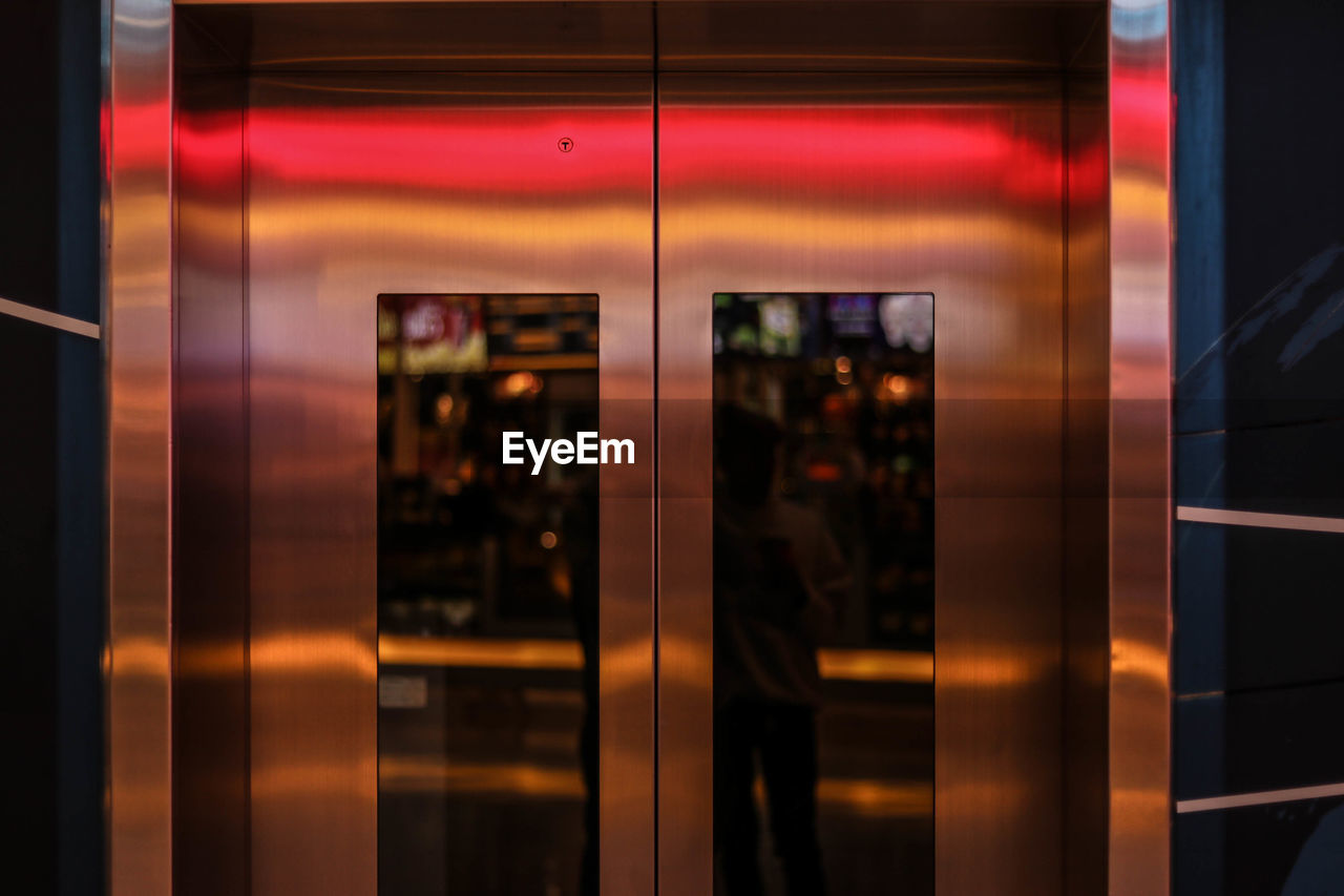 Metallic door of modern building