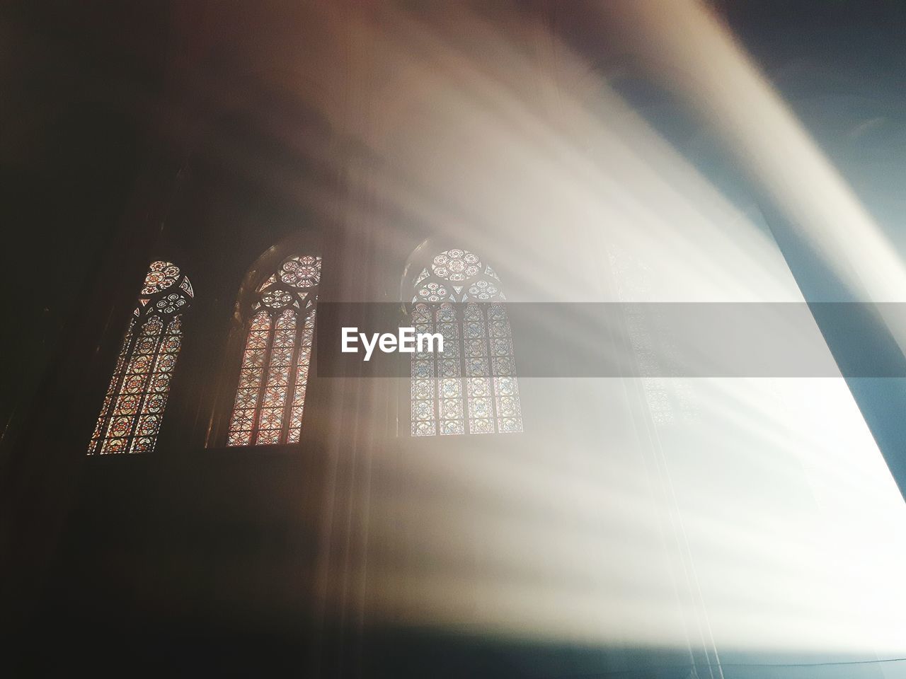 Low angle view of window of temple