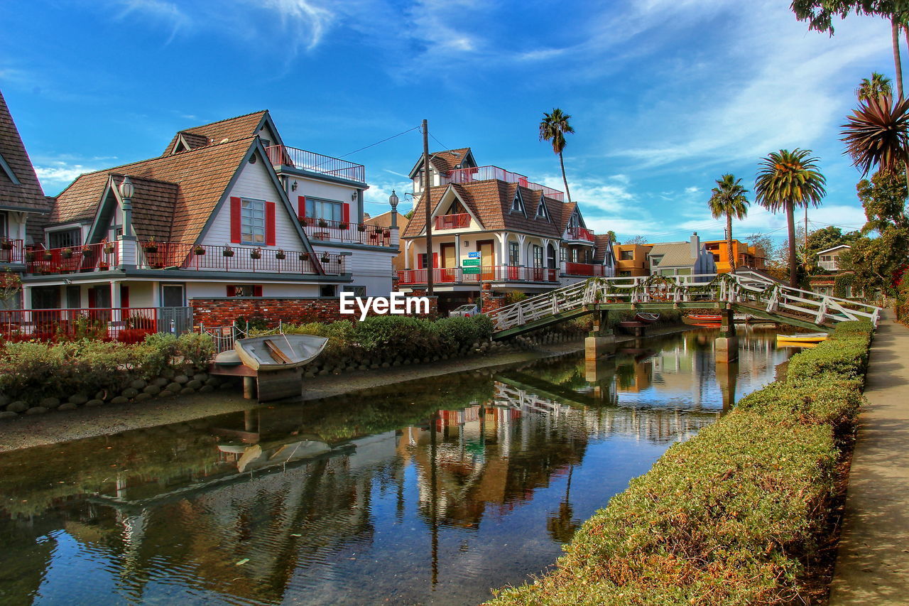 REFLECTION OF TREES AND HOUSES IN WATER