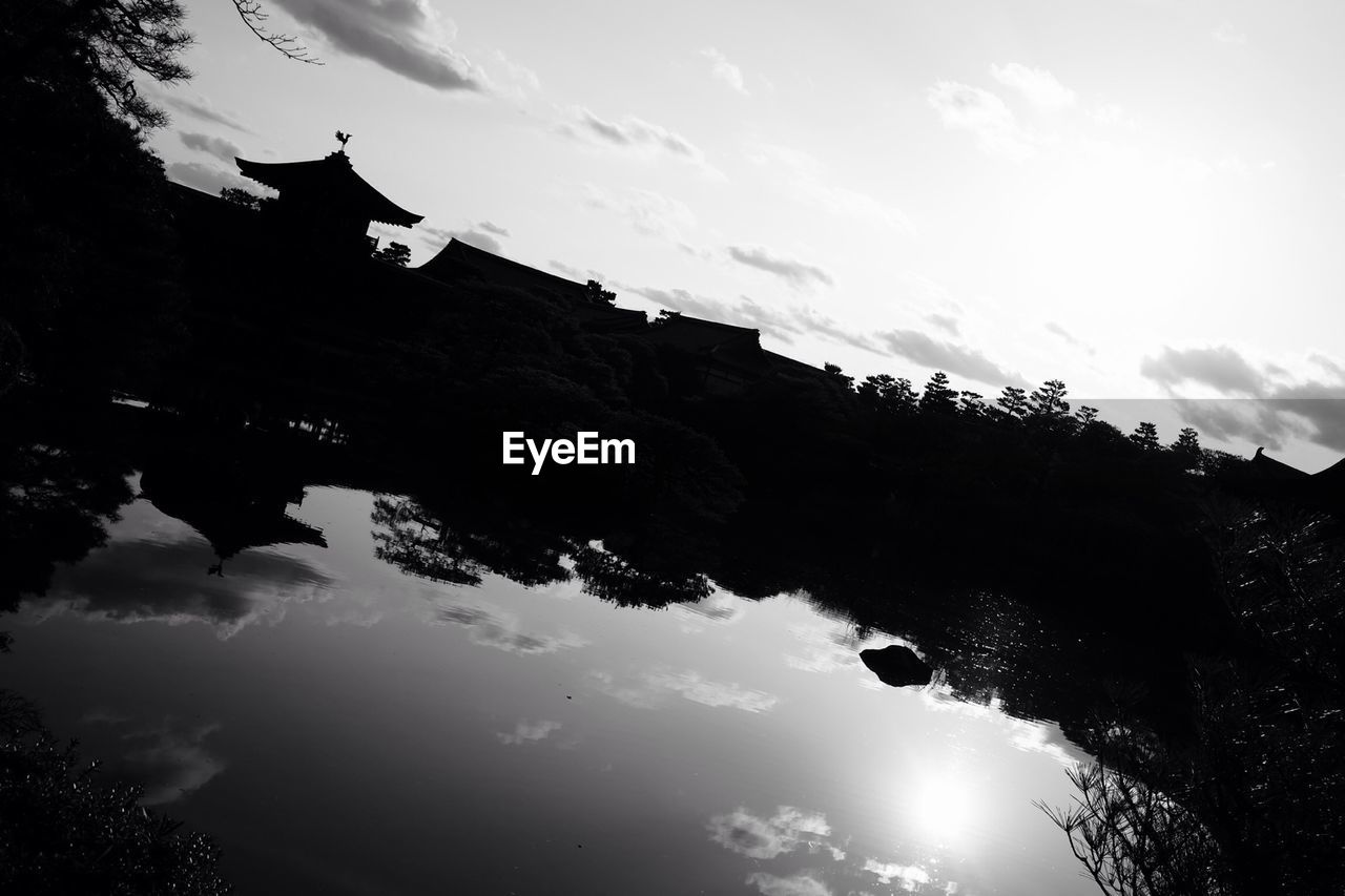 Silhouette of buildings at waterfront