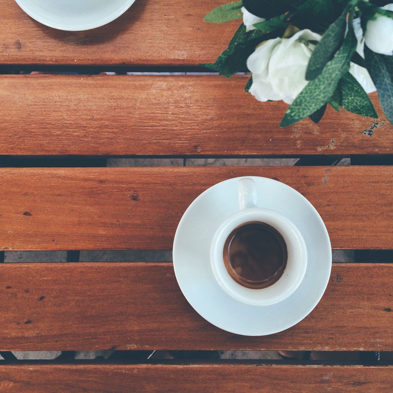 Directly above shot of coffee on table indoors