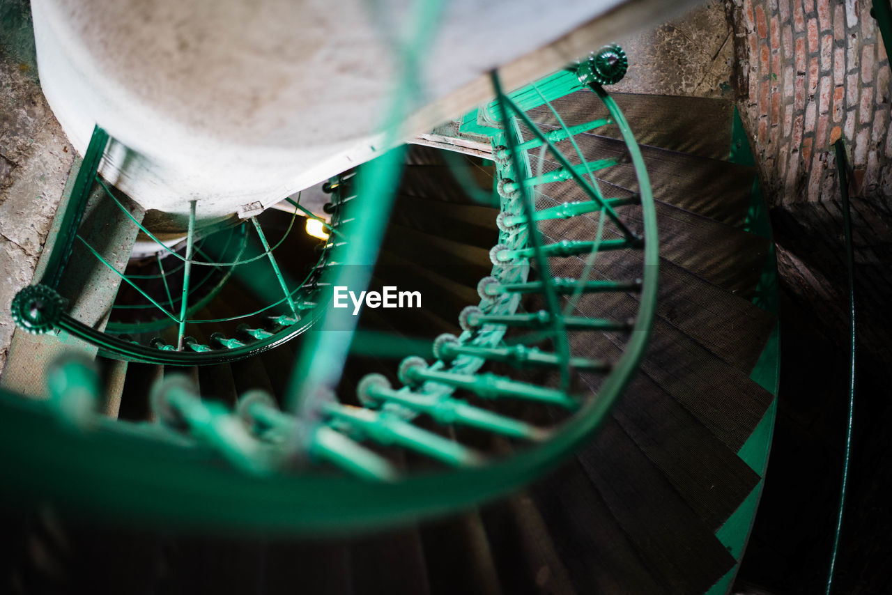 Lighthouse stairways with green ceiling