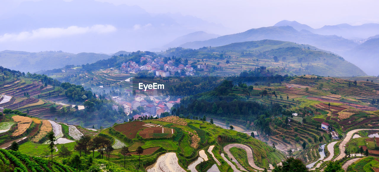 Scenic view of mountains against sky