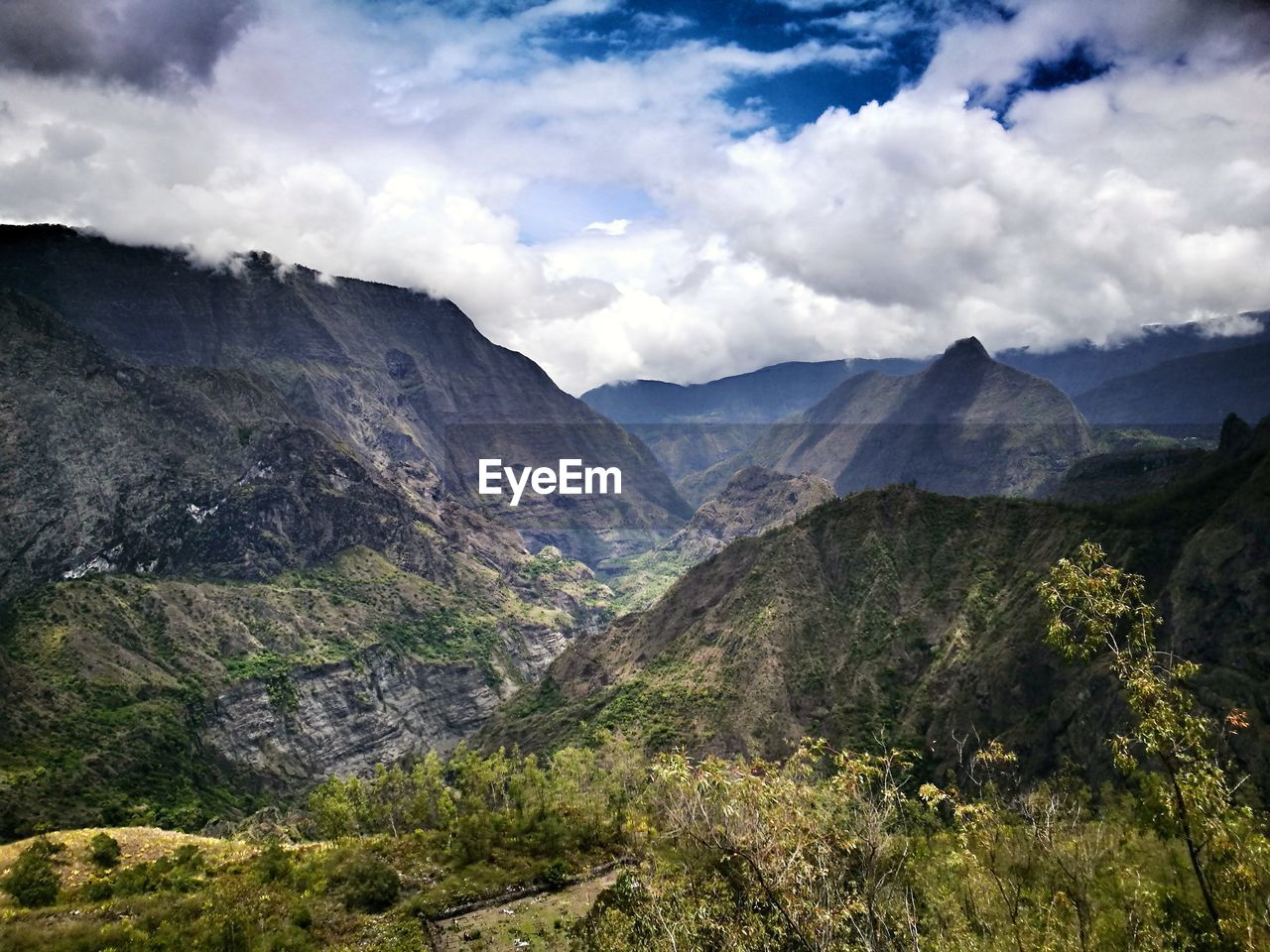 Scenic view of mountains against sky