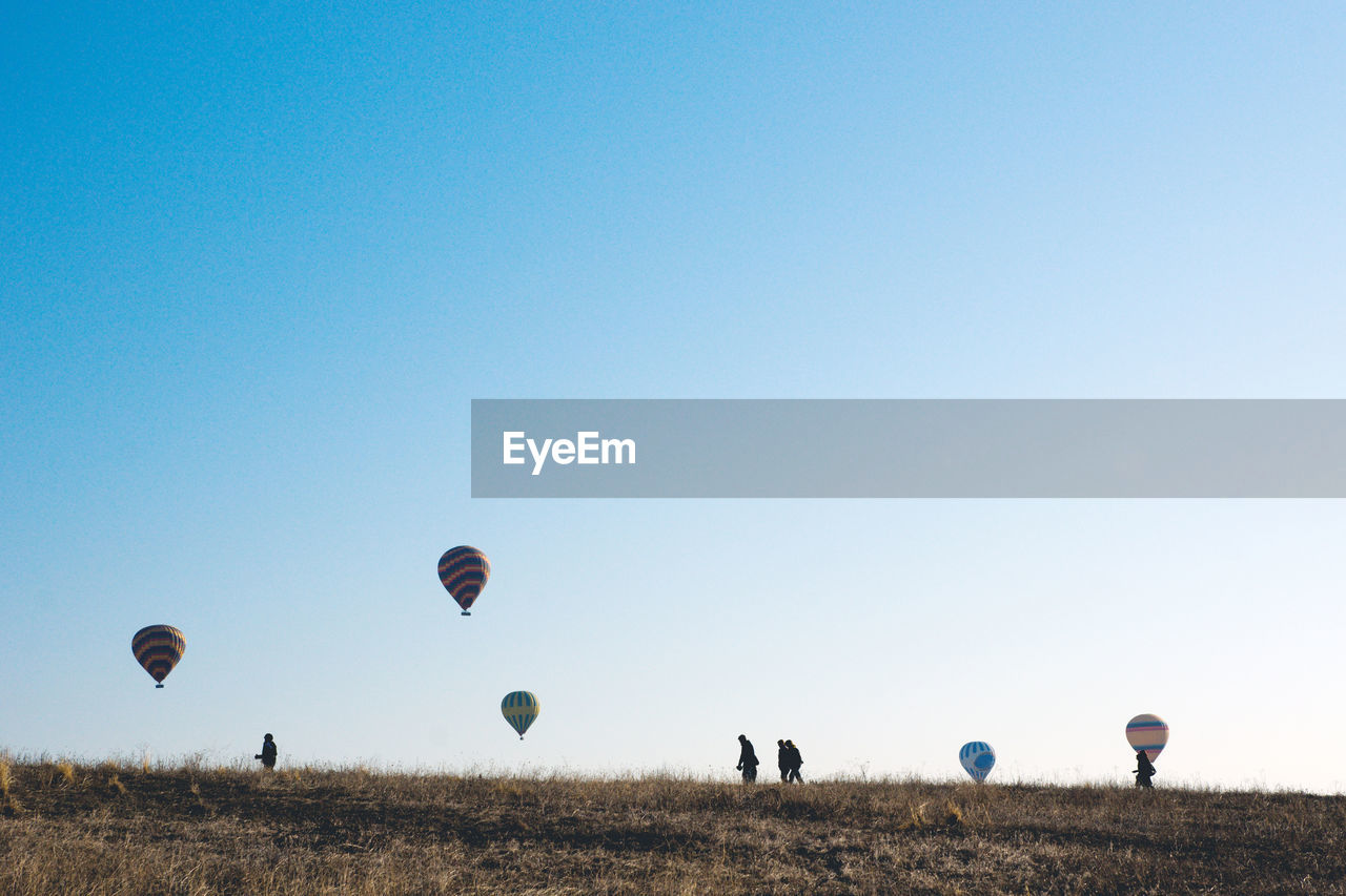 Hot air balloons in sky