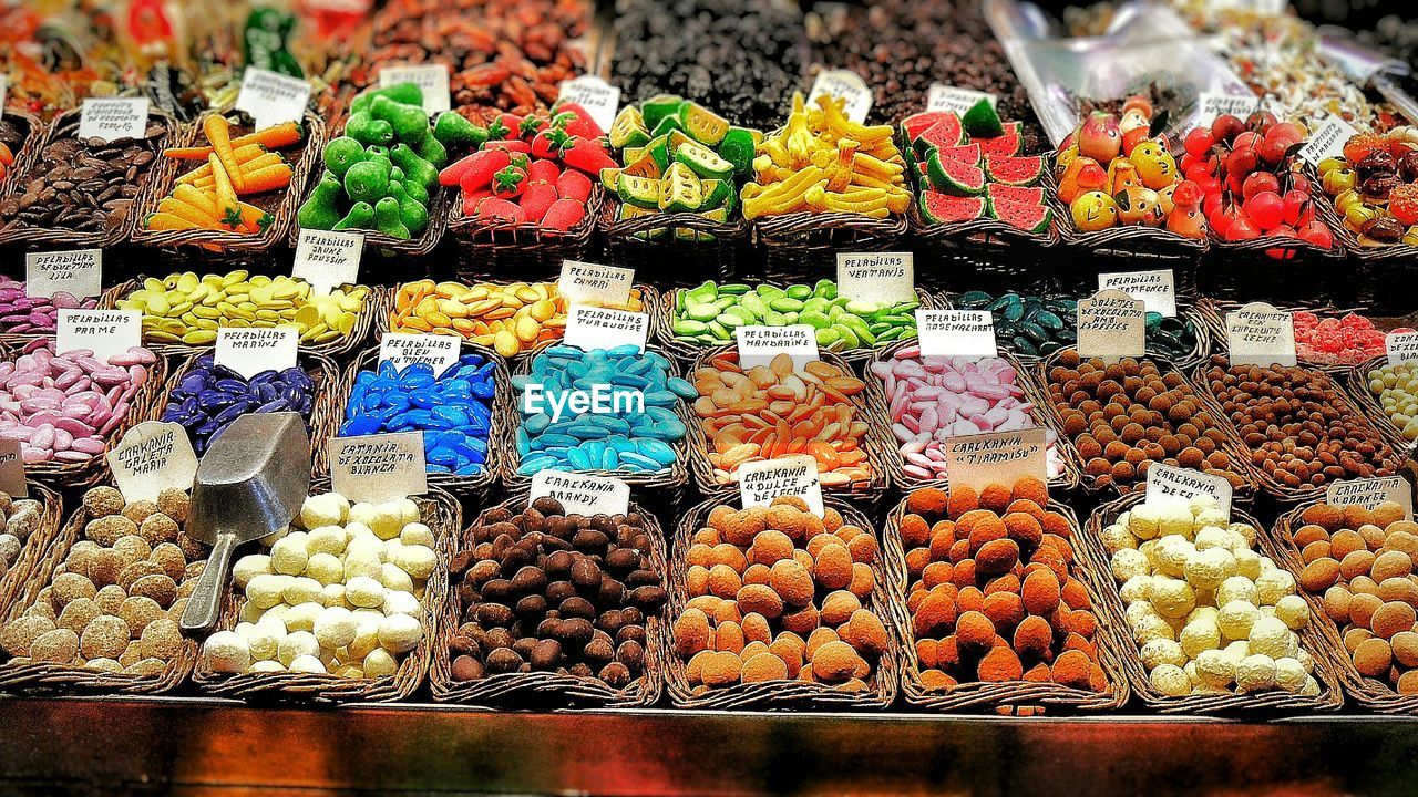 Various sweet foods for sale at market
