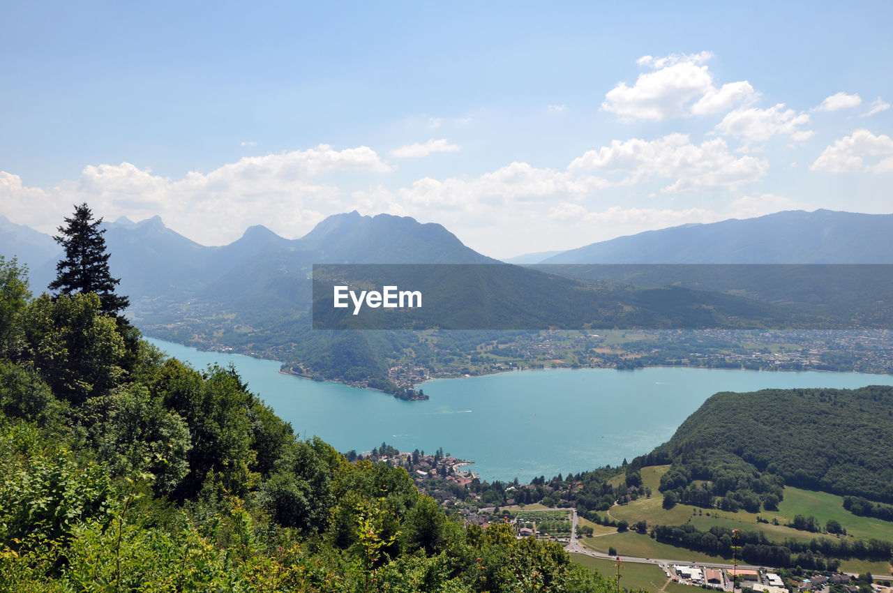 Scenic view of landscape and mountains against sky