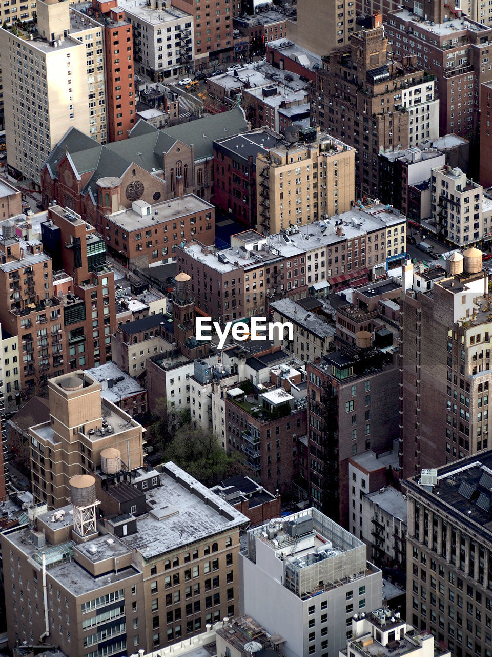 High angle view of buildings in city