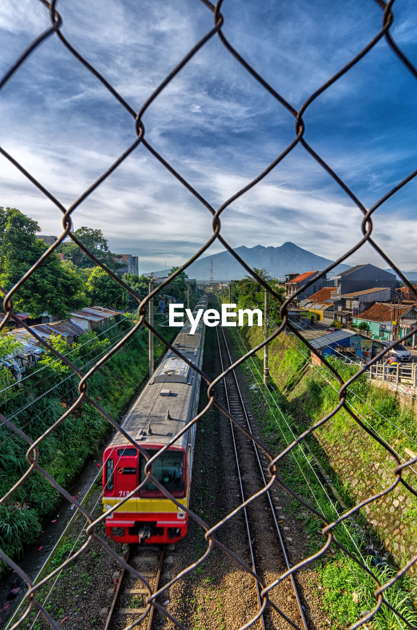 Train rail with mountain panorama