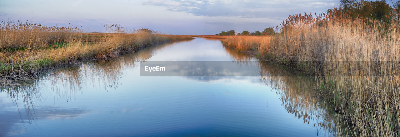 Scenic view of lake against sky