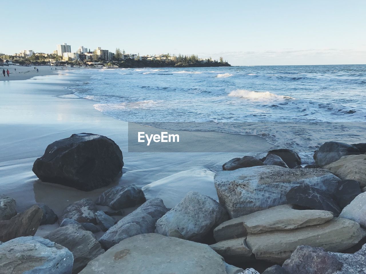 Scenic view of sea against clear sky