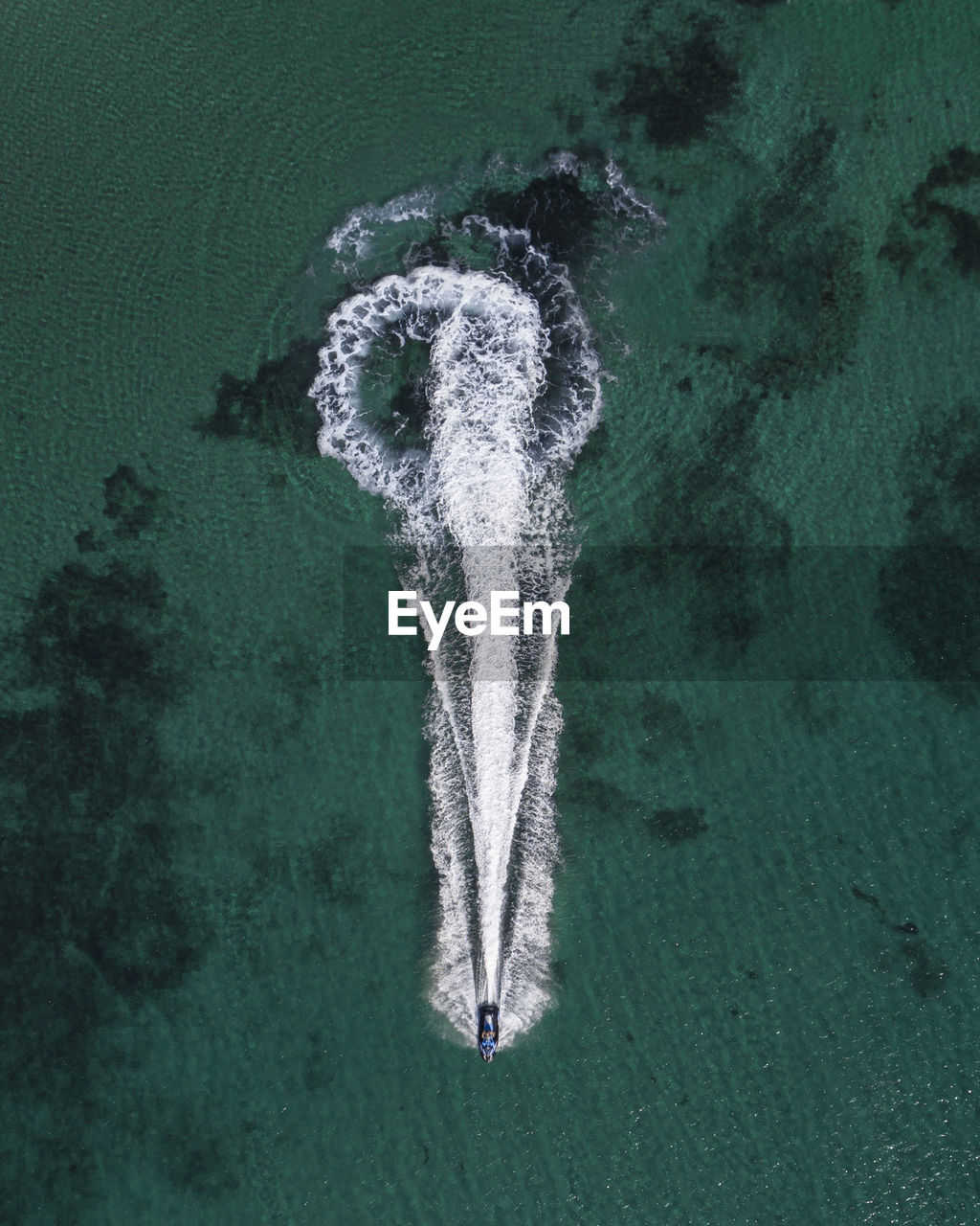 Aerial view of boat in sea