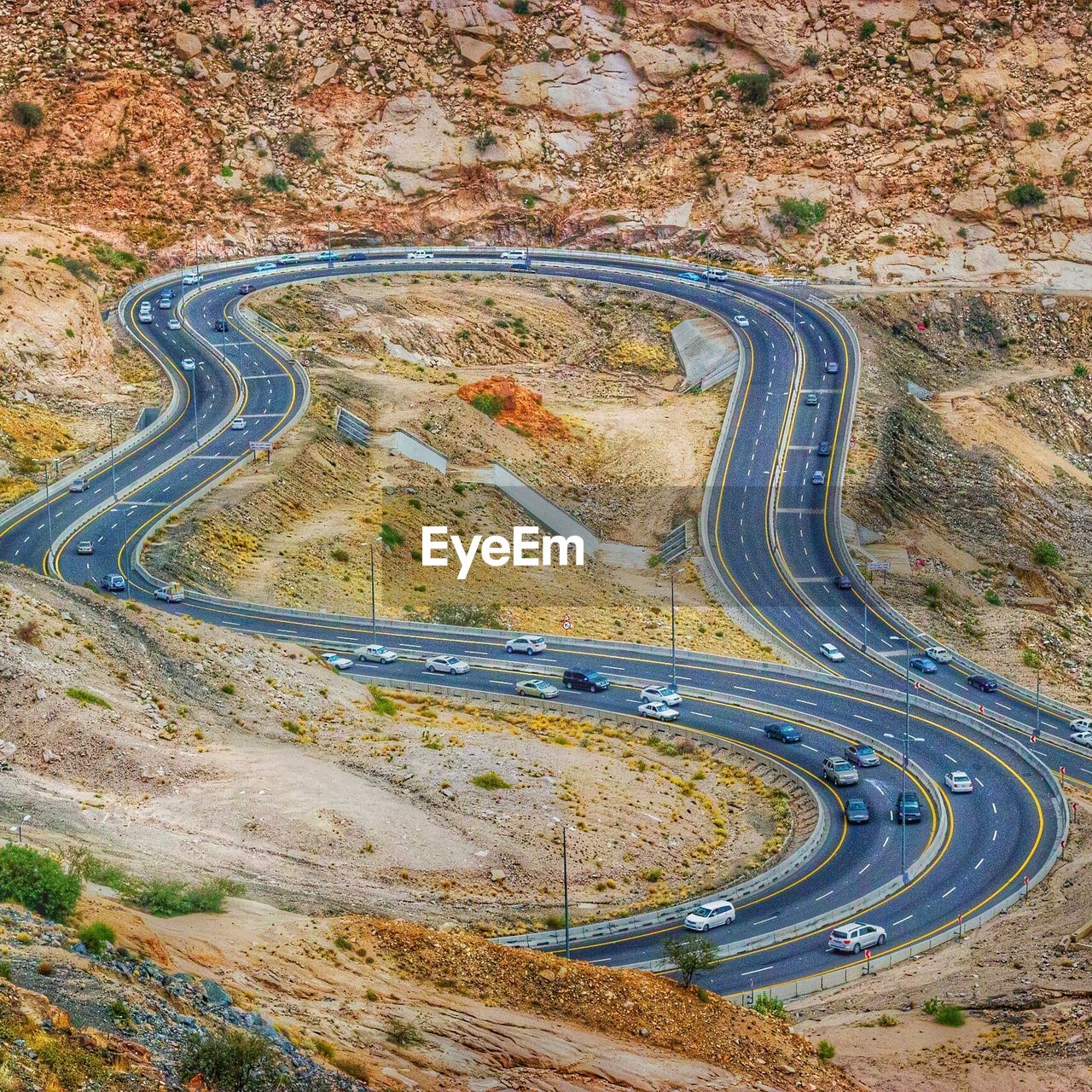 High angle view of road amidst landscape