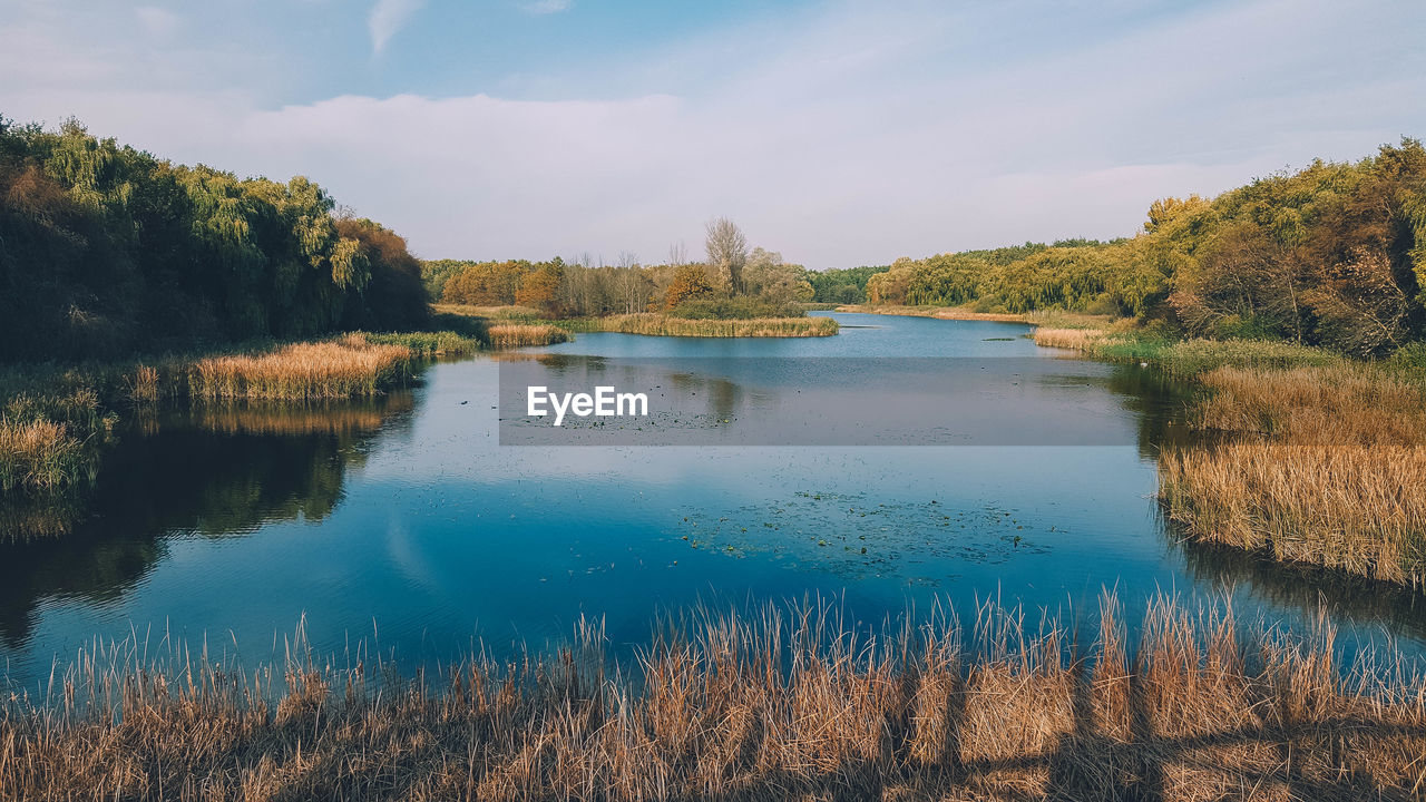 Scenic view of lake against sky