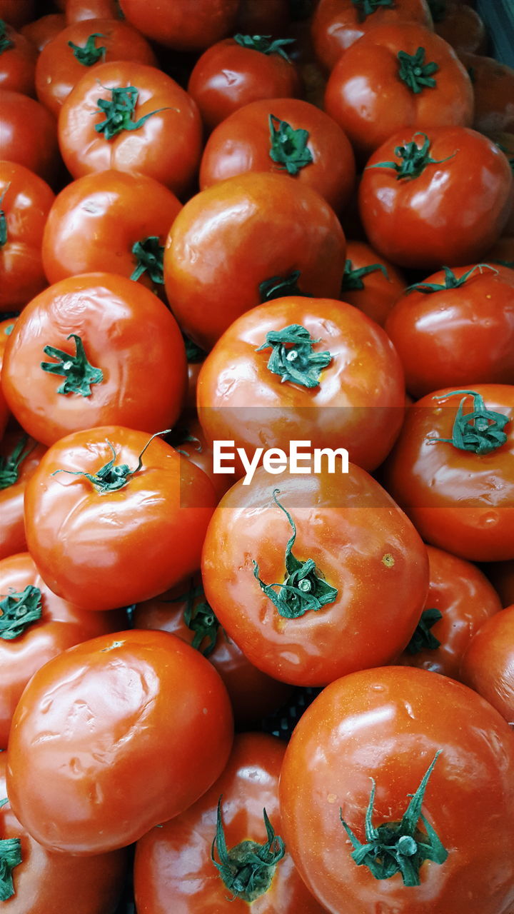 High angle view of tomatoes for sale at market