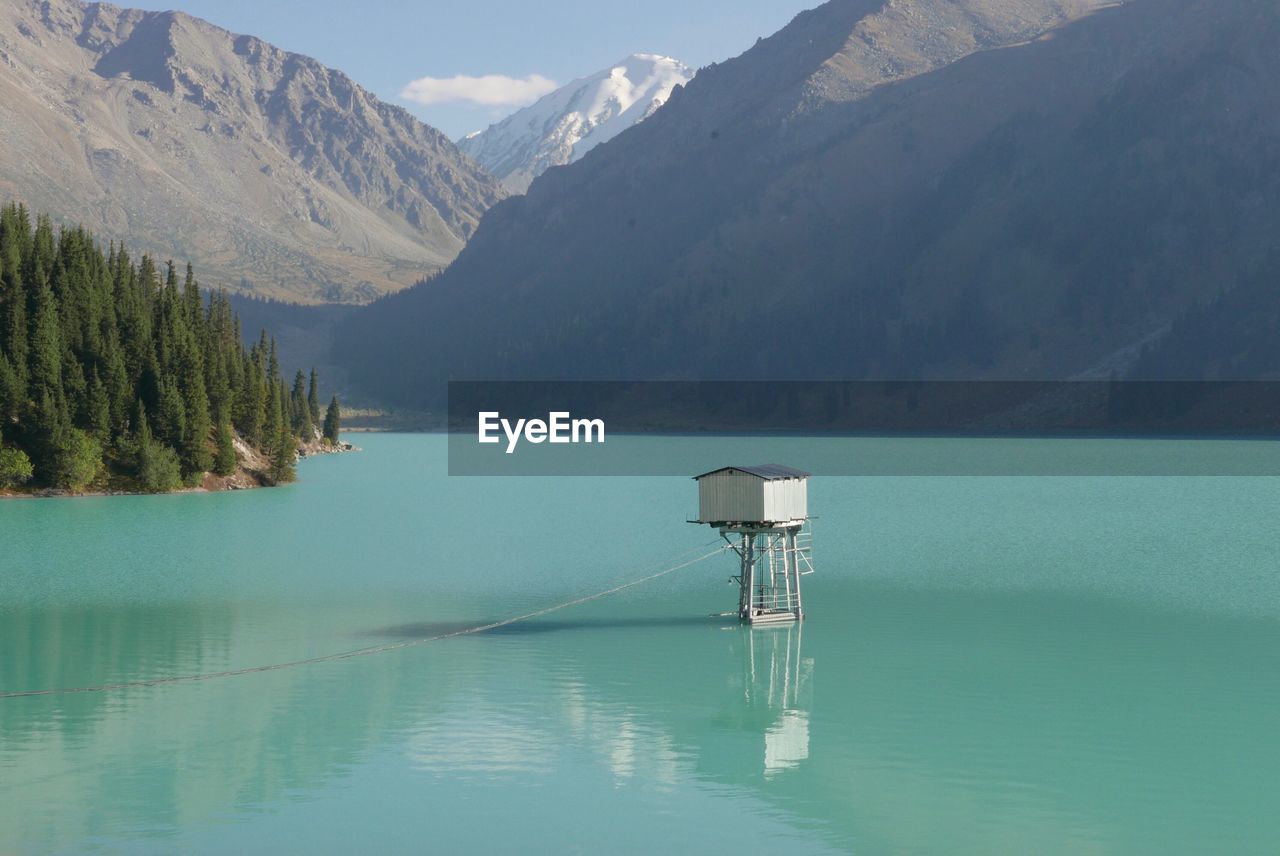 Scenic view of lake and mountains