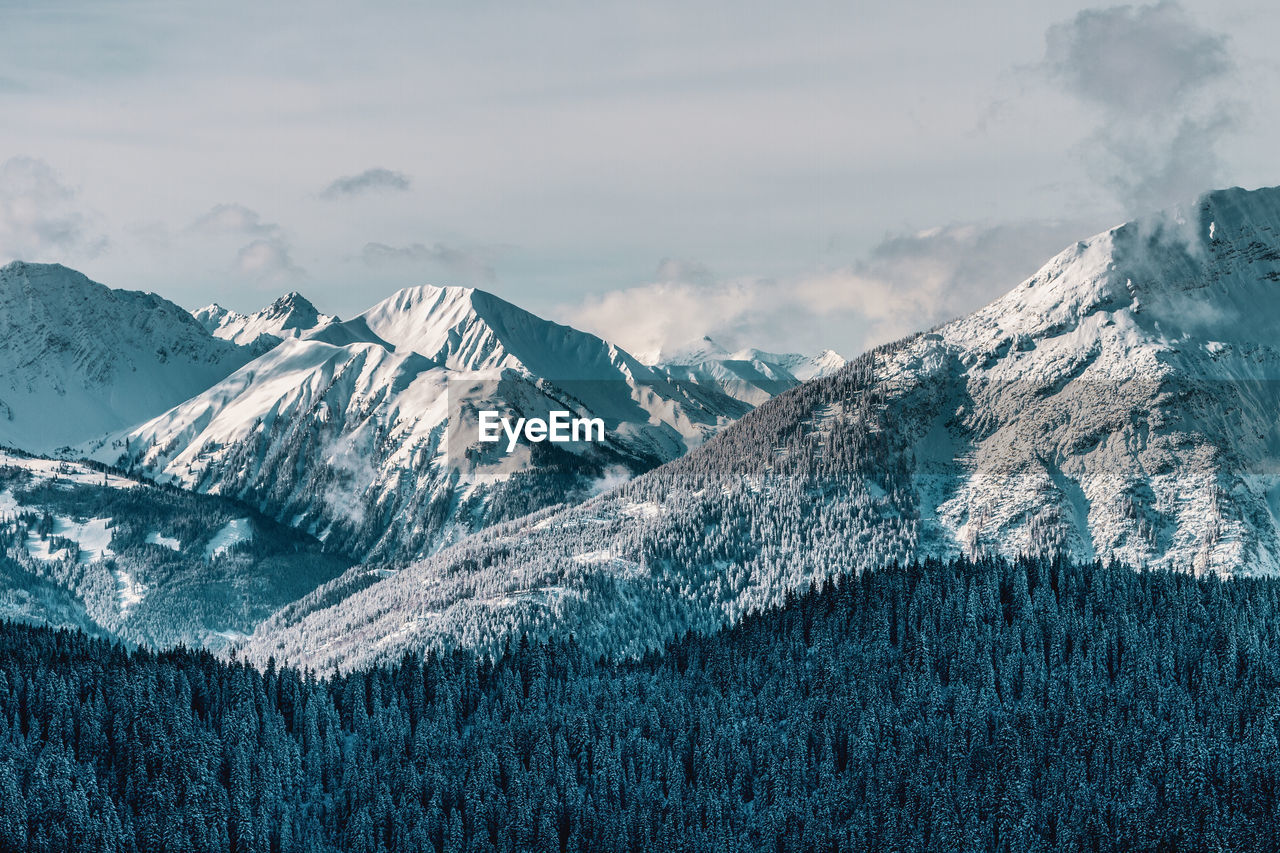 Winter landscape in the bavarian alps, germany.