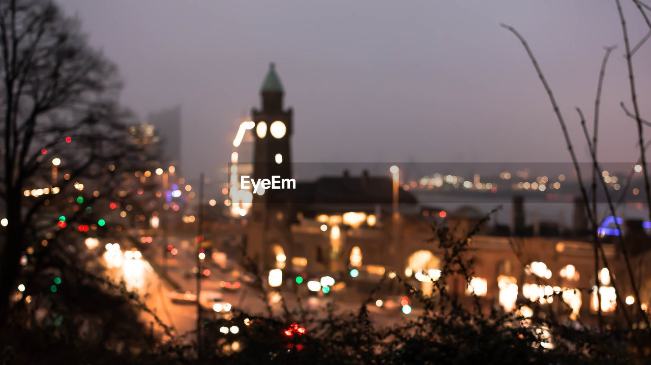 View of defocused city at night