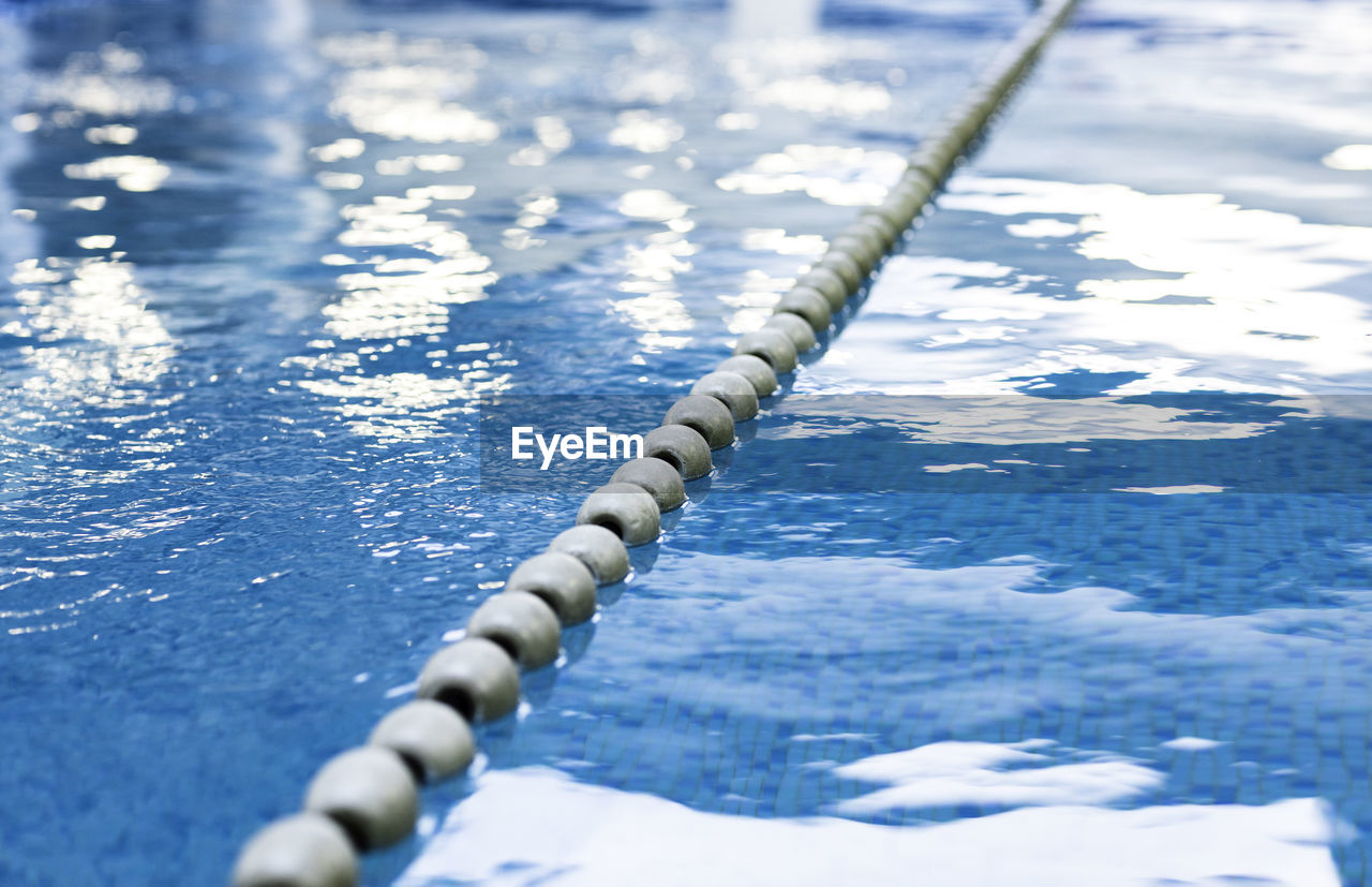 Close-up of rope in swimming pool