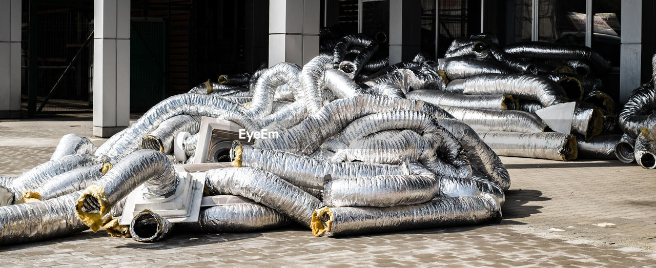 Discarded flexible metal tubing used for air conditioning installations