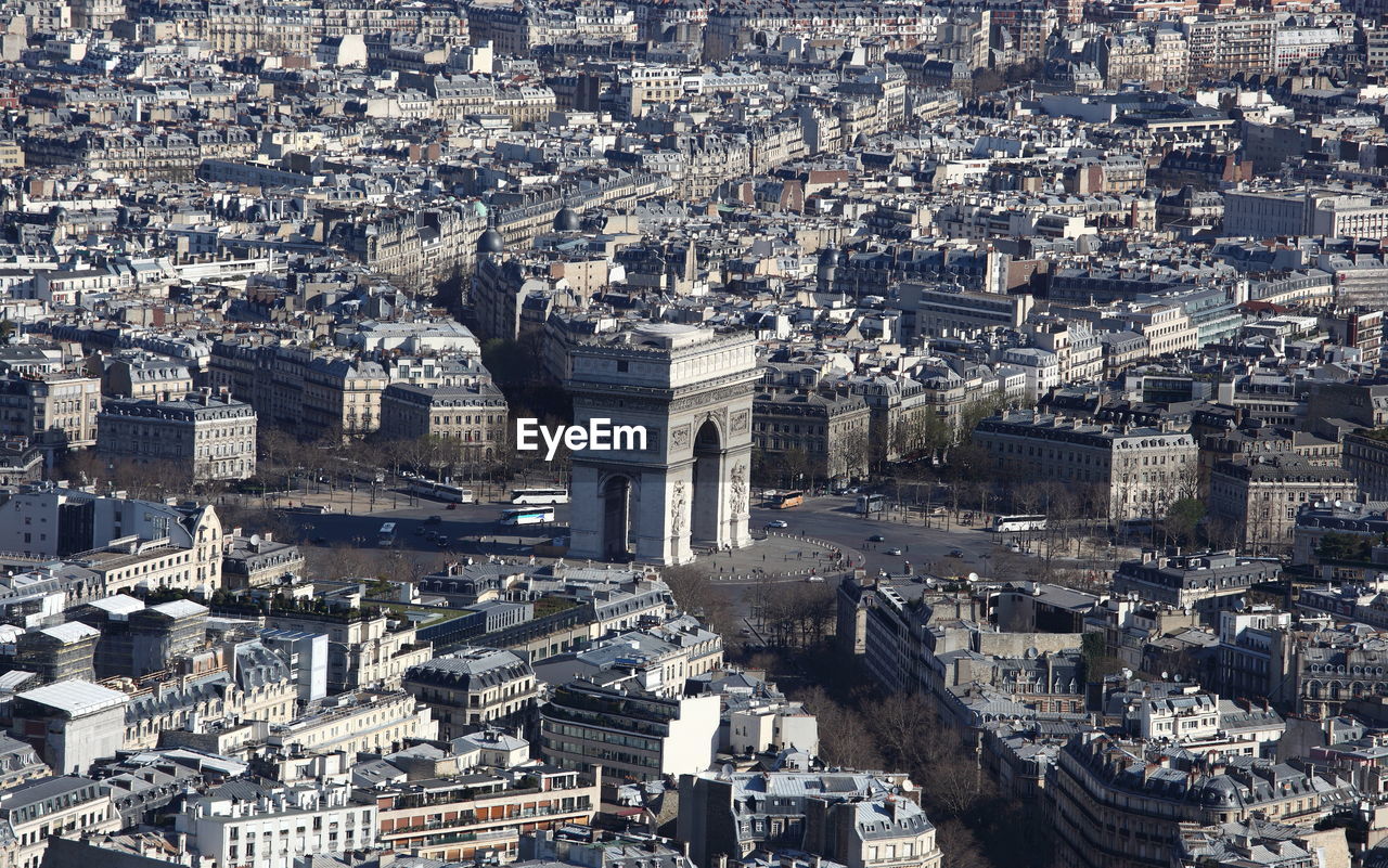 High angle view of buildings in city