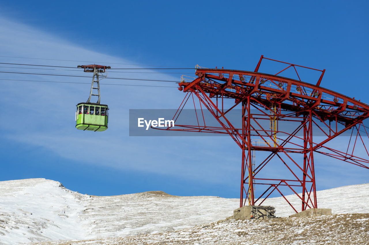 LOW ANGLE VIEW OF ELECTRICITY PYLON ON BEACH AGAINST SKY