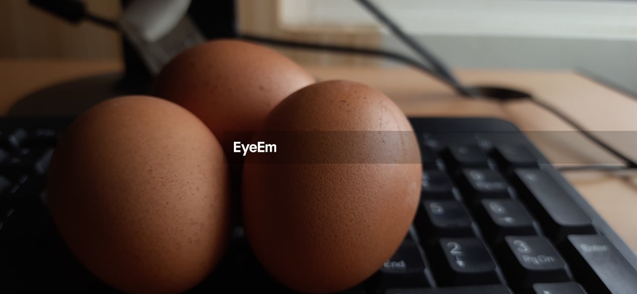 Eggs on the keyboard in the morning