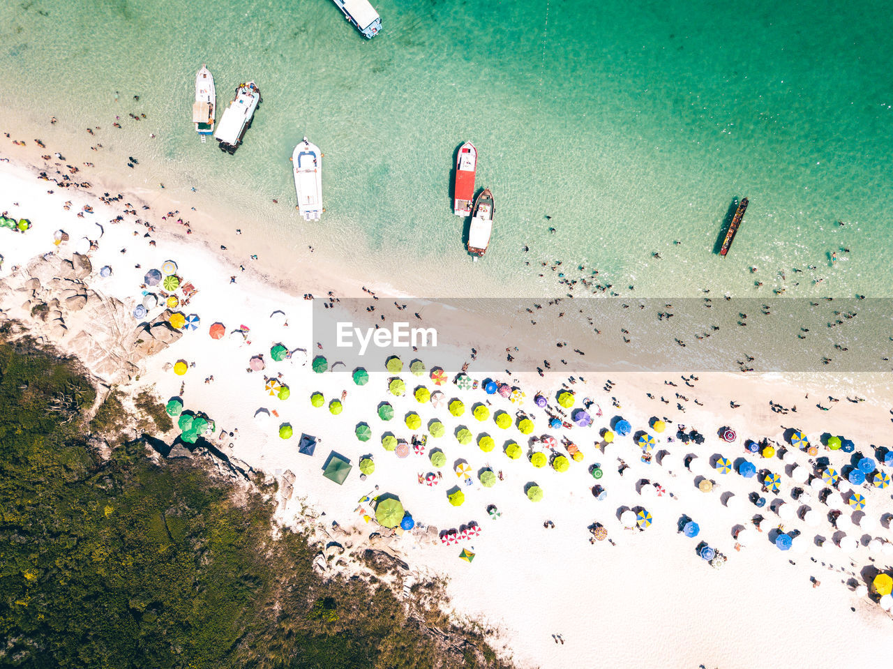 High angle view of people on beach