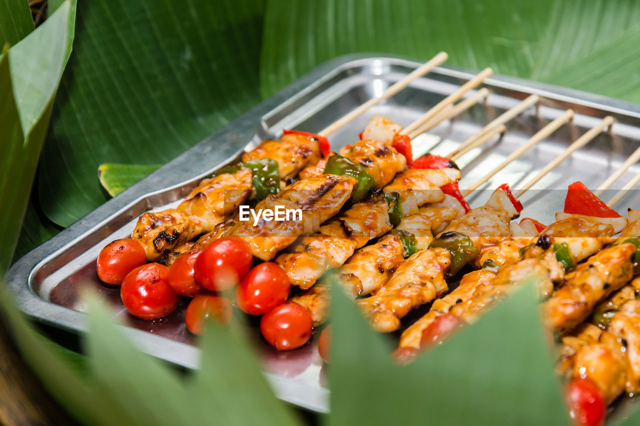 High angle view of vegetables on plate