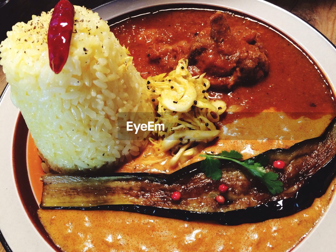 Close-up of food served on table