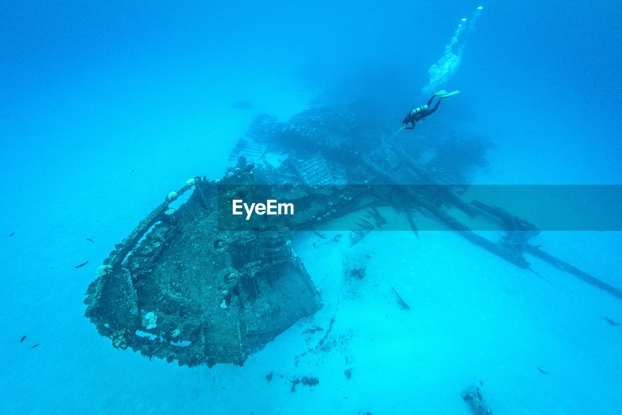 Man swimming undersea