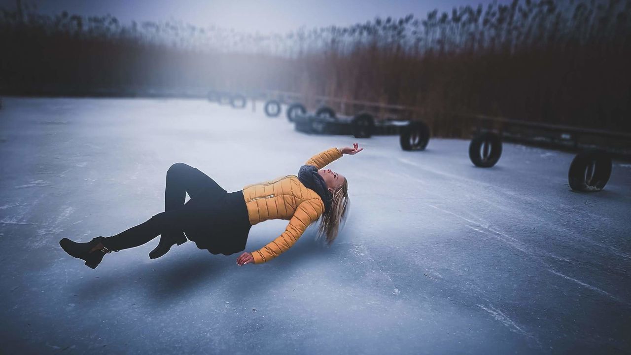 View of woman above ice rink