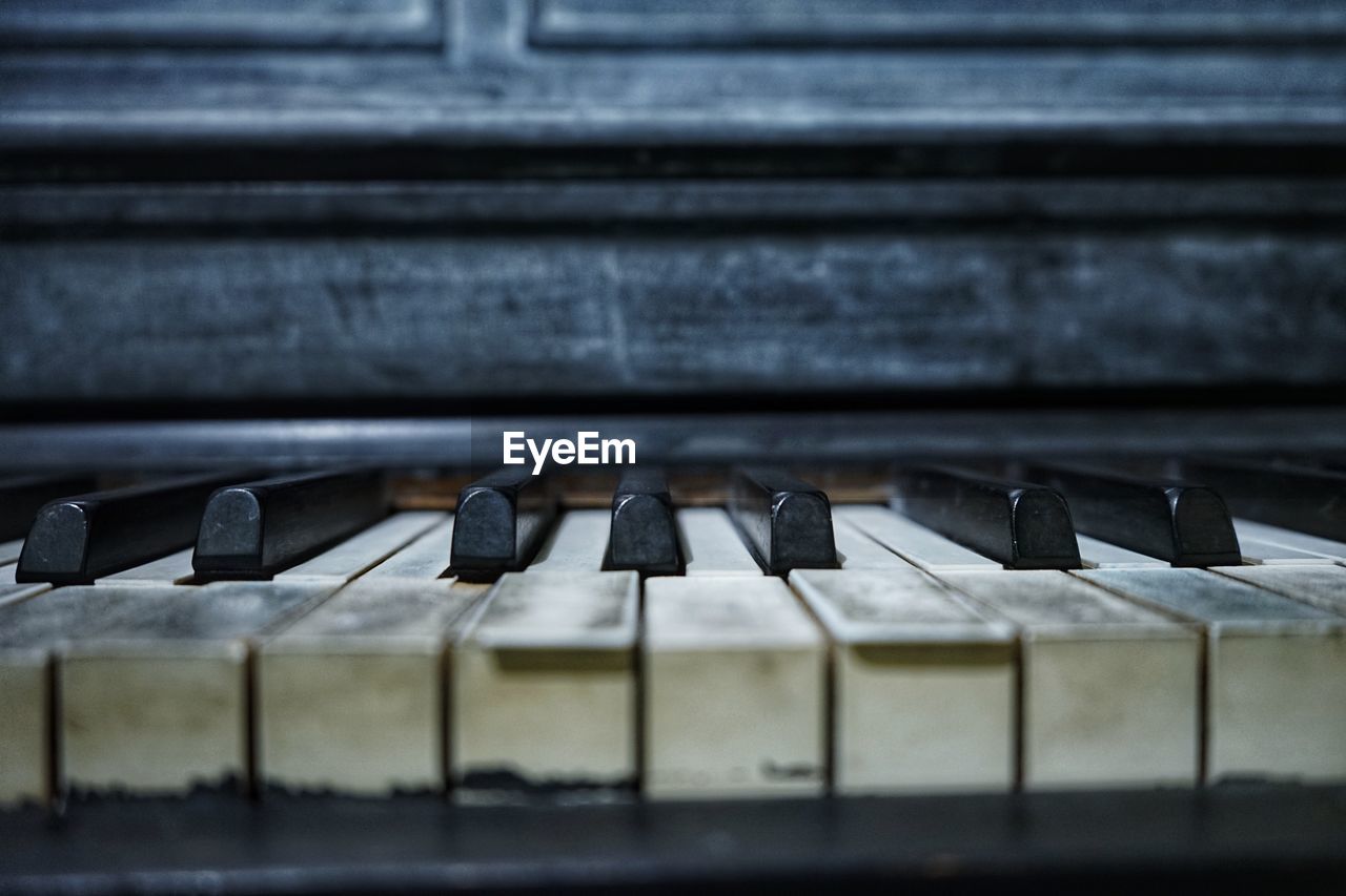 Close-up of piano keys