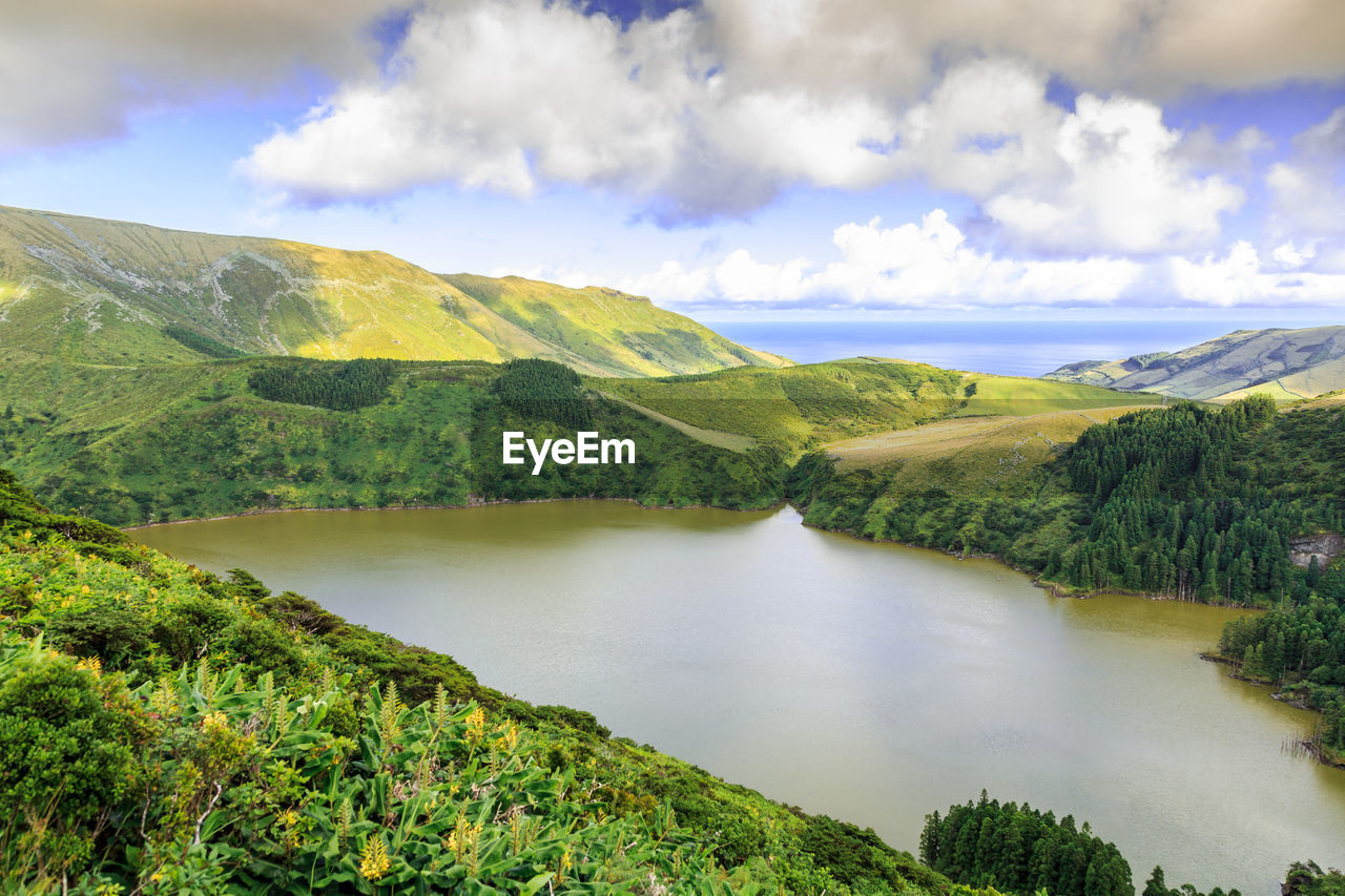 SCENIC VIEW OF LAKE AGAINST SKY