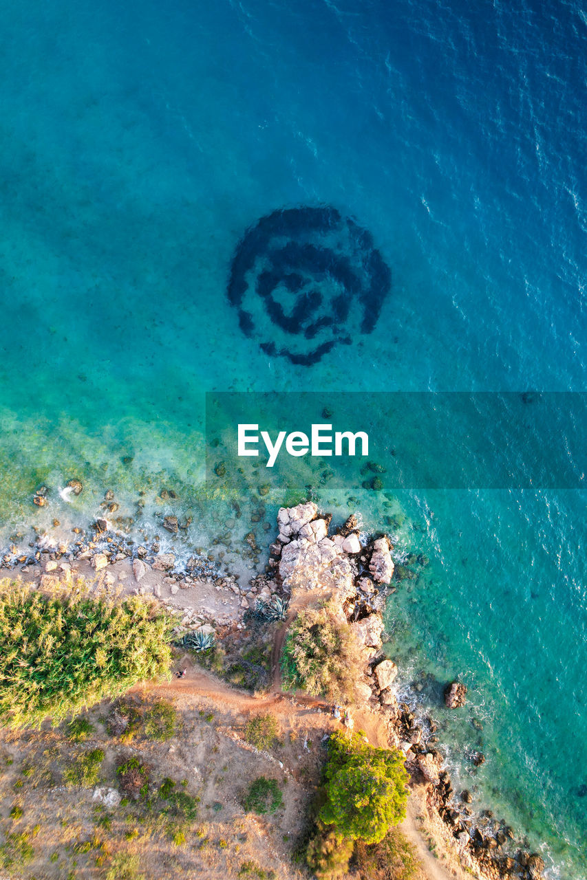 High angle view of reef in sea