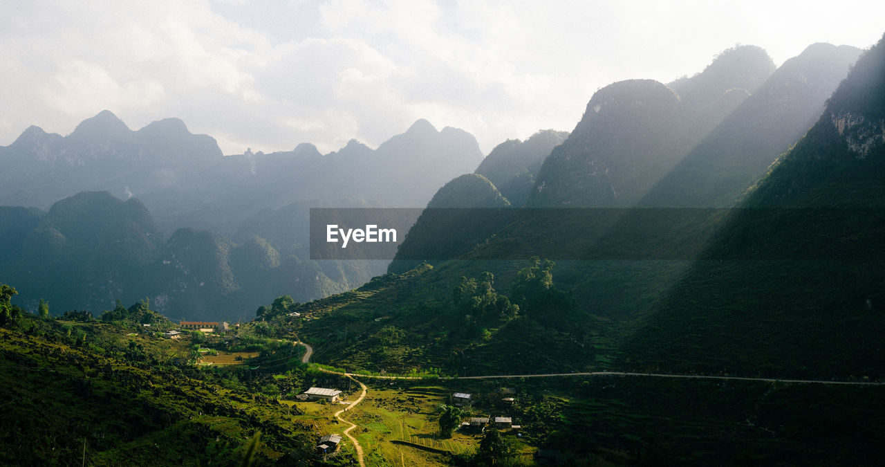 Scenic view of mountains against sky