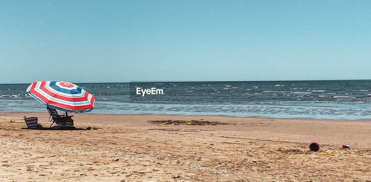 Scenic view of sea against clear sky