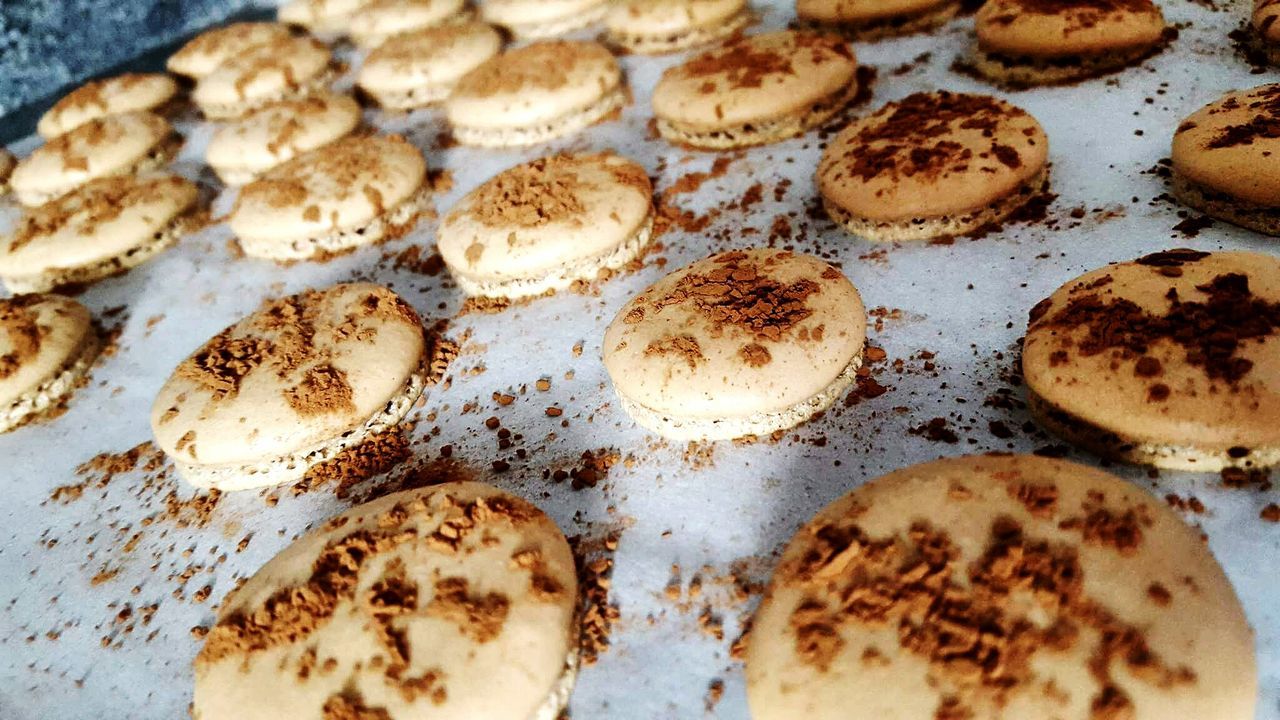 Close-up of sweet food on baking sheet