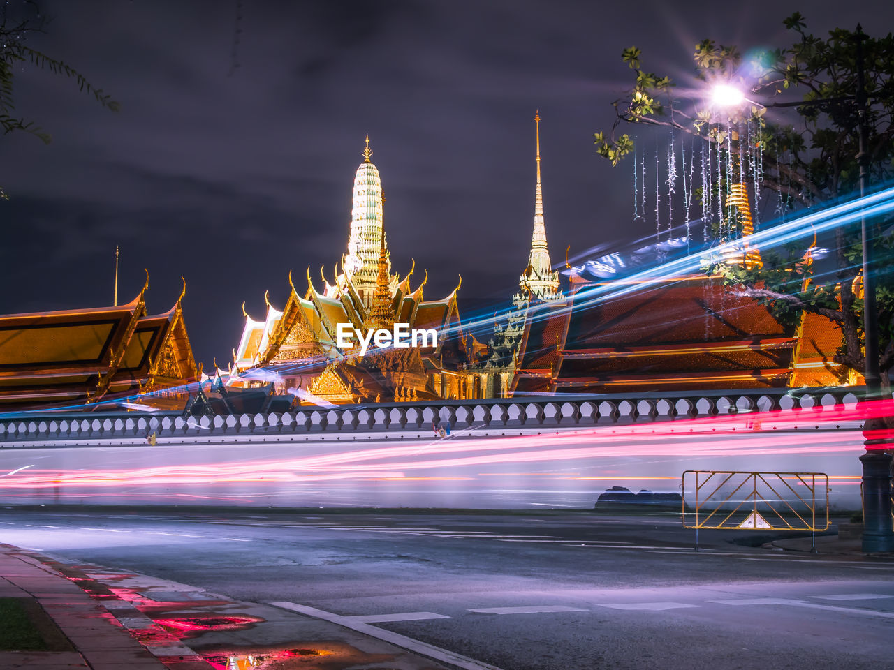 Light trails on city street