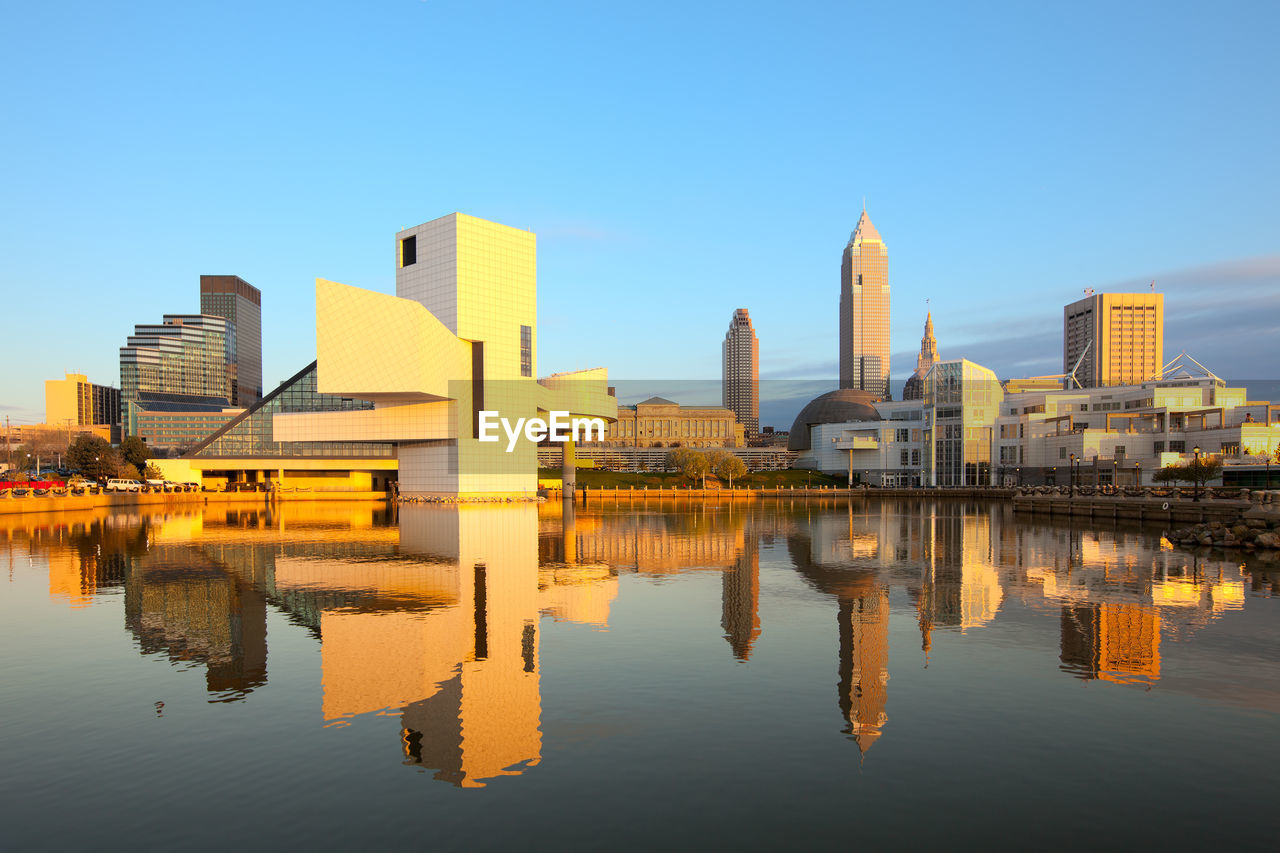 Reflection of buildings in city