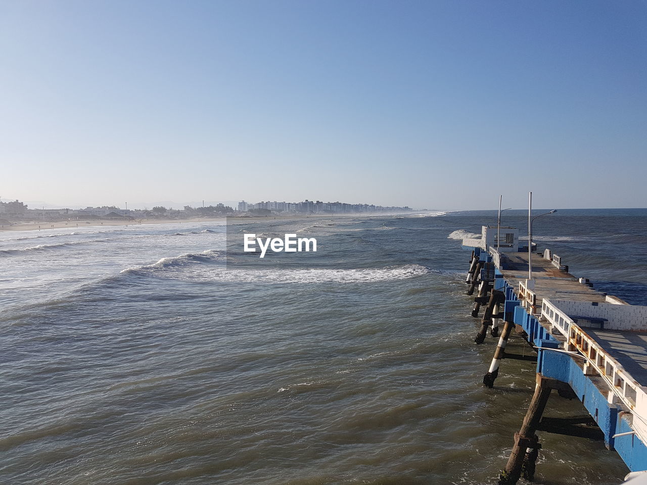 Scenic view of sea against clear sky