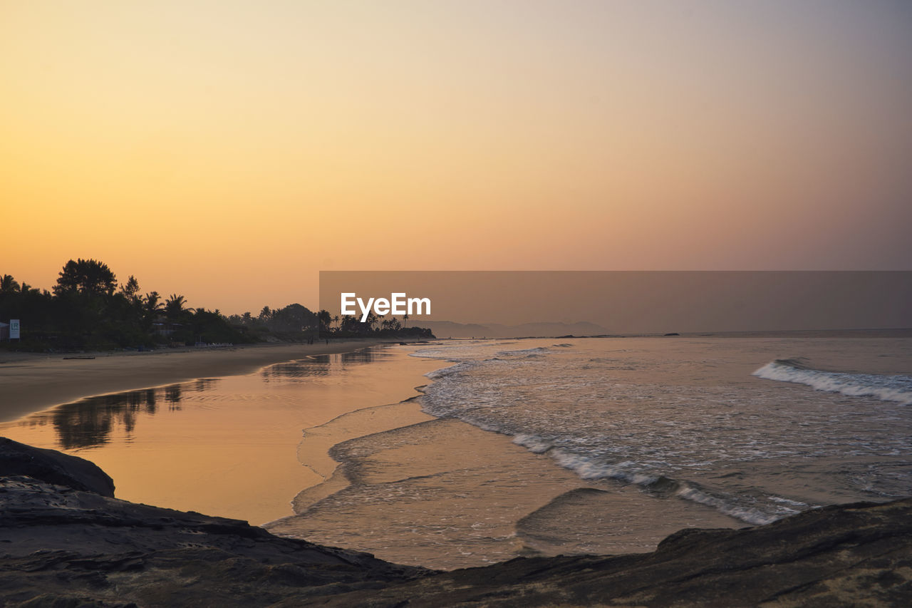 Scenic view of morjim beach during covid 19 pandemic