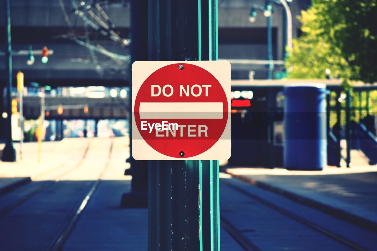 Road sign on pole