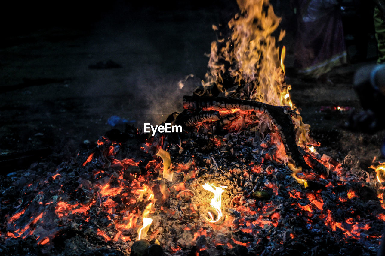 CLOSE-UP OF BURNING FIRE