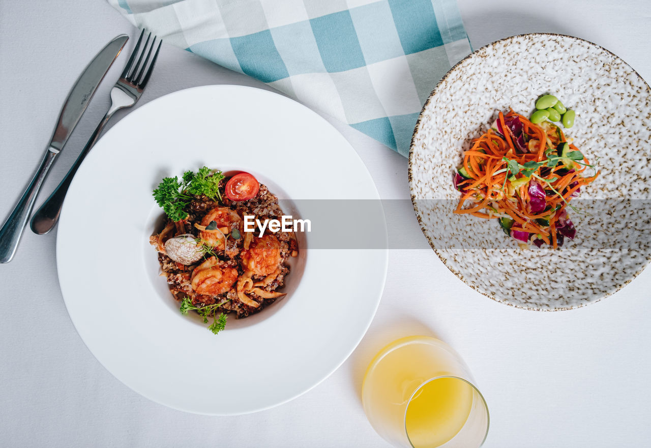 high angle view of food in plate