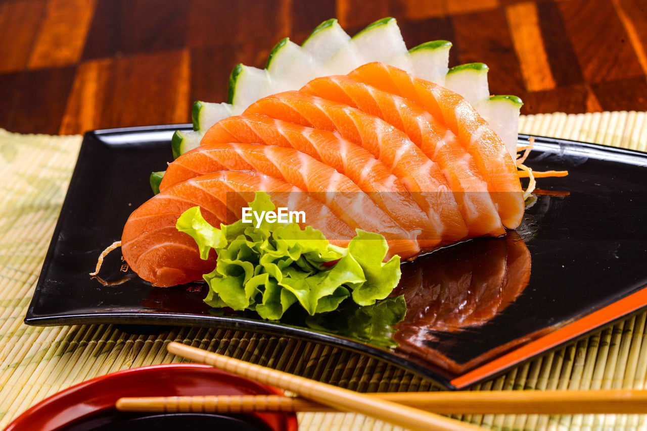 Close-up of sushi on plate