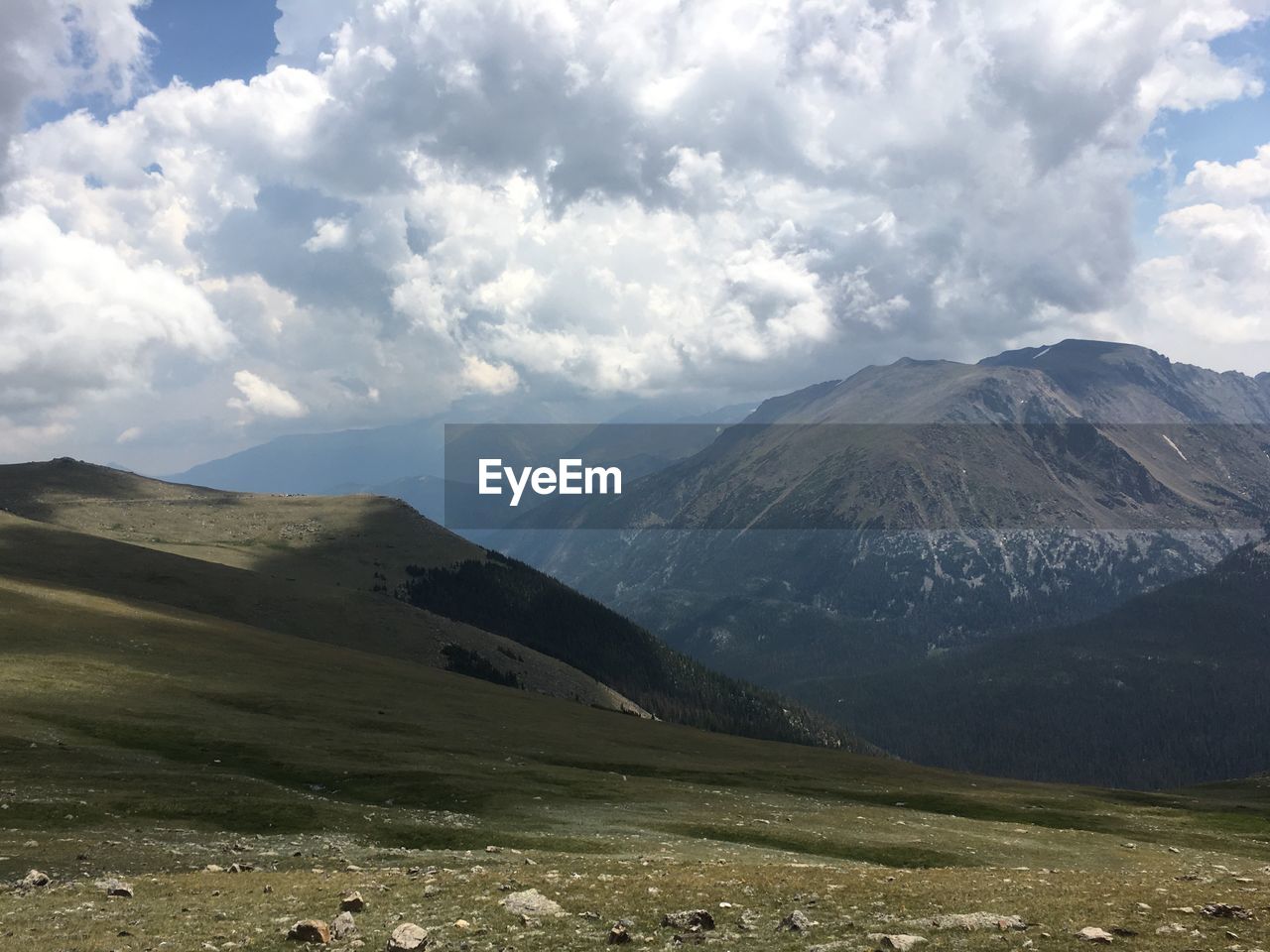 VIEW OF MOUNTAINS AGAINST CLOUDY SKY