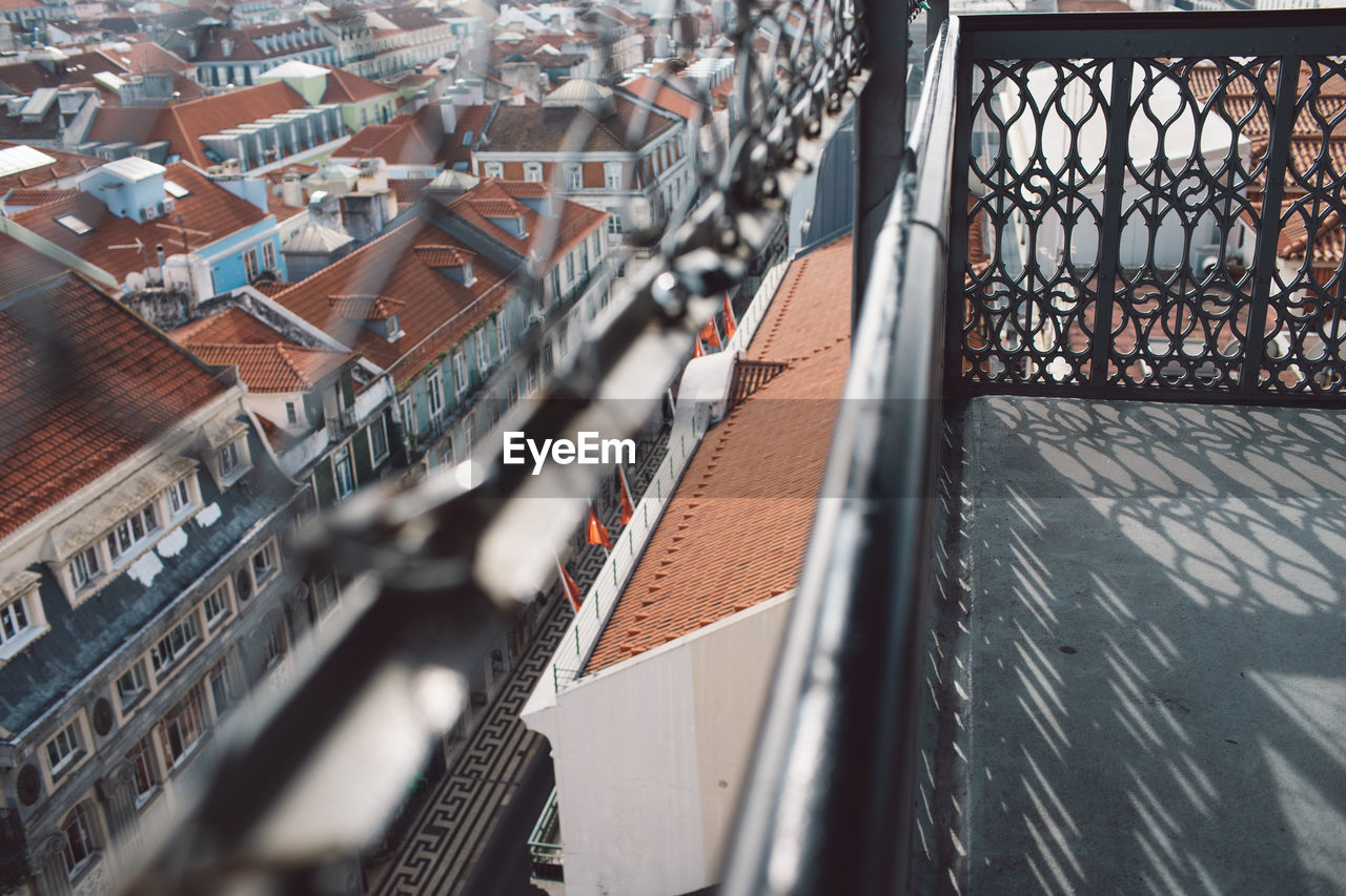 High angle view of buildings in city