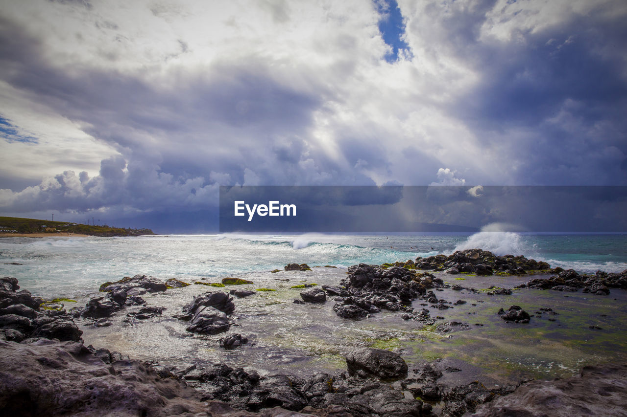 SCENIC VIEW OF SEA AGAINST CLOUDY SKY